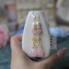 Aretes de Cristal Rosa Estilo Chino Nuevo Brote de Magnolia Accesorios para Orejas Estilo Antiguo Hanfu Cheongsam Pinzas para Orejas de Temperamento Retro Ganchos para Orejas Ganchos para Orejas de Mujer