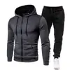 Colección Otoño/Invierno 2026: Sudadera deportiva unisex de lunares con forro polar, conjunto de sudadera con cremallera y pantalones de chándal de color liso para hombre