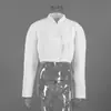 Chaqueta Corta Estilo Chanel para Mujer, Otoño 2026, Blanca, Corte Holgado, Cuello en V Versátil, Manga Larga, Cárdigan Simple y Elegante