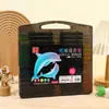 Palo Triangular Acrílico Caja Negra Pequeña Marcador Pluma Pintura Especial Jardín de Infantes Pluma de Acuarela Apilable Impermeable Papelería Estudiante