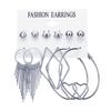 Set de Pendientes Geométricos Dorados Retro de Venta Caliente Transfronteriza para Mujer, Pendientes de Aro con Perlas de Moda, Pendientes con Incrustaciones de Diamantes al por Mayor