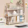 Estantería de escritorio para almacenamiento de oficina y dormitorio estudiantil, organizador de hierro para libros y cosméticos
