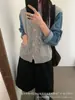 Colete de Tricô Vazado para Mulheres, Novo Estilo Coreano de Primavera e Outono Sem Mangas, Versátil e Elegante Top Suéter