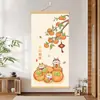 Decoração de Entrada de Hall de Entrada Ruyi de Caqui Pintura Caractere Chinês Fu Diagrama de Nove Peixes Pintura de Parede Sem Furar Tudo Como Você Desejar Pintura Suspensa