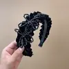 Diadema de Terciopelo Negro con Lazo de Ala Ancha para Mujer, Elevadora de Altura, Calavera, Estilizadora del Rostro, Pinza para el Cabello de Moda, Accesorios para el Cabello, Venta al por Mayor