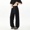 2025 verano nuevo pantalón de algodón y lino moda transpirable simple color sólido cordón cintura elástica suelto pierna ancha pantalones casuales