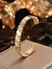Exquisito Nuevo Anillo Pulsera Abierta Dorada con Forma de Serpiente para Mujer, Súper Brillante y Versátil, Estilo Elegante, Suministro Transfronterizo, Directo de Fábrica