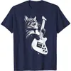 Gato Rockeiro Tocando Guitarra Camiseta Engraçada de Gato Guitarrista para Homens Hiphop