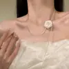 Colar de Rede Rosa Super Fada Ajuste por Puxar Simples Elegante Doce Versátil Estiloso Suave Corrente para Clavícula