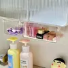 Caja de almacenamiento transparente de pared, cajón colgante, estante compartimentado para cosméticos y gomas para el cabello, caja de almacenamiento para baño y mesita de noche