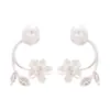 Pendientes de Flor y Hoja de Circonita con Aguja de Plata Estilo Francés Frescos Dulces Delicados Pendientes Versátiles Pendientes de Lujo Ligero de Alta Gama para Mujer