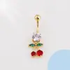 Anillos de Ombligo de Acero Inoxidable Coloridos Transfronterizos Europeos y Americanos, Serie Completa de Diamantes de Alta Gama, Varios Accesorios para Piercing de Ombligo Serie Fruta Cereza