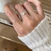 Anillo simple de plata de ley 925 con diseño liso que no se decolora, anillo para mujer con nicho que combina con todo, joyería ajustable abierta de alta calidad a la moda.