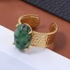 Anillo Retro Estilo Palacio Acero Inoxidable Chapado en Oro Ajustable Galvanizado Oro de 18K para Mujer Anillo Geométrico