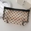 Bolsa de Maquillaje Bordada de Malla Azul con Volantes, Alto Valor Estético, Fresca y Sencilla, Bolso de Mano Portátil para Viaje
