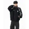 Moletom cardigã de gola alta em blocos de cor listrado estilo americano, jaqueta esportiva casual versátil masculina moderna estilo universitário com modelagem solta
