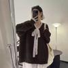 Suéter de Punto Yunshu Estilo Coreano con Cinta de Encaje Suave y Sedoso para Mujer Otoño e Invierno Estilo Holgado Perezoso
