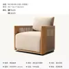 Sofá Nórdico de Ratán y Madera Maciza para Exteriores Cómodo Jardín Patio Diseñador Muebles de Teca Hotel B&B Exterior Ratán