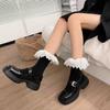Calcetines cortos de encaje de algodón de red coreana de verano del mismo estilo de TikTok, calcetines de algodón Dongdaemun, calcetines medianos, calcetines sencillos de moda para mujer