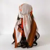 Bufanda Cuadrada Grande Retro de Moda con Tacto de Algodón y Lino, Chal Versátil de Terciopelo Espigado de Seda Sintética, Pañuelo para la Cabeza Estampado, Bufanda