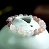 Venda Direta de Fábrica 2025 Rizhao Jinshan Pedra Olho de Tigre Cristal Amarelo Ágata de Círculo Duplo Pulseira de Contas para Mulheres Cristal Rosa