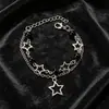Pulsera Punk Popular Transfronteriza Europea y Americana Estilo Punk Negra con Perlas Huecas de Estrella de Cinco Puntas Estilo Nuevo Doble Capa Superpuesta Pulsera para Hombres y Mujeres