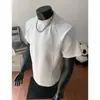 Camiseta Patchwork Floral Cinza de Manga Curta para Homens, Marca Tendência Estilo Americano de Verão, Tecido Pesado 300g, Corte Solto, Roupa de Estudante com Gola Redonda e Manga Meia-Manga