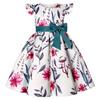 Comercio Exterior Más Vendido Estilo Nuevo Mangas Cortas Volantes Vestido Falda Niñas Estampado de Moños Vestido Ropa para Fiesta de Cumpleaños de Princesa