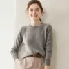 Moda Otoño e Invierno Versátil Suéter de Cachemira para Mujer Cuello Redondo de Cachemira Suéter Grueso Holgado de Punto Cachemir Suéter Básico de Punto