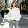 Ropa de mujer transfronteriza 2026 suéter liso de cuello semi-alto para mujer, top de punto de otoño e invierno, camiseta básica, estilo nuevo