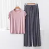 Pijama de Modal para Mujer Verano Delgado Sensación Fresca Traje para Casa Conjunto de Dos Piezas Sin Mangas Pantalones Casuales para traje talla grande