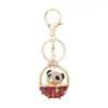 Cesta de Oso Punto Diamante Llavero de Coche Colgante de Metal de Panda Accesorios para Bolsos de Mujer Regalo Pequeño de Gama Alta Venta al por Mayor