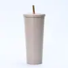 Taza Aislada con Popote de Acero Inoxidable 304 con Borde Dorado Transfronteriza, Taza de Hielo Portátil para Coche, Taza de Coche de Gran Capacidad para Mantener el Frío