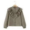 Ropa de Moda Europea y Americana Transfronteriza, Camisa Decorativa de Cuadros Pequeños en Capas de Venta Caliente en Aliexpress