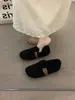 Zapatos de Felpa con Suela Gruesa de Nicho Ropa Exterior 2026 para Mujer Otoño/Invierno Cálidos Slip-on Celebridad de Internet Mocasines de Felpa Zapatos de Algodón