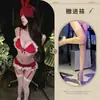 Lencería sexy de luna privada conjunto navideño regalo rojo mariposa de felpa ultraseductora tres piezas portaligas uniforme de deseo puro
