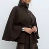 2026 Nueva Elegante Ropa para Mujer Estilo de Exportación Europeo y Americano Elegante Top Ajustado Cuello Alto Color Sólido Gabardina