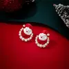 Brincos de Árvore de Natal Floco de Neve Diamante Agulha de Prata com Borla de Pérola Lançamento de Natal Brincos Elegantes de Luxo Leve Brincos da Moda
