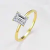 Anillo de Moissanita Cortado en Esmeralda de 2 Quilates Más Vendido en Europa y América, Plata de Ley 925, Simple de Cuatro Garras, Moda, Joyería para Anillo de Boda