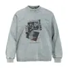 Camiseta de manga comprida com estampa de personagem criativa e efeito desgastado para homens, primavera e outono, corte solto, estilo de rua americano, top de gola redonda estilo ins