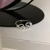 Anillo de Corazón Calado Pequeño de Plata de Ley S925 para Mujer, Apertura Ajustable, Nicho de Gama Alta, Producto Nuevo al por Mayor