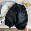 Pantalones de Trabajo de Mezclilla con Forro Polar Muno Invierno Niños Estilo Genial Unisex Niños Estilo Coreano Joggers Engrosados Pantalones Largos Cálidos
