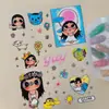 Adesivos fofos yuy Xiaoyu em relevo disponíveis em estoque, desenho animado de menina de olhos grandes, adesivos para capa de celular de computador, estilo Q