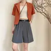 Shorts de Verano para Mujer, Nuevos, de Cintura Alta, Ajustados, Holgados, Pierna Ancha, Delgados, Casual, Moda, Pantalones de Cinco Puntos