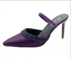 2026 Mules de Tacón Alto Stiletto Puntiagudos de Nuevo Estilo para Mujer con Correa de Pedrería, Zapatillas Cerradas de Satén, Modernas para Usar al Aire Libre