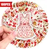 Novo conjunto de adesivos vintage com tema de morango de 100 peças, adesivos à prova d'água doces de morango para combinar em diário e decoração de tablet