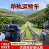 Veículo de transporte monotrilho multifuncional para pomares montanhosos, usado para construção de infraestrutura, transporte de areia e cascalho, e o transporte de suprimentos para pomares através de um trilho monotrilho.
