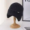 Gorro de Lana para Hombre de Otoño e Invierno, Gorro de Chenilla con Protección para las Orejas, Gorro Tejido a Crochet a Prueba de Frío para Ciclismo, Gorro Grueso Cálido con Forro de Felpa