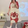 2025 Nuevo Camisón Delgado de Verano de Manga Corta Talla Grande Gordo mm Camisón de Largo Medio Pijama Ropa de Casa Comercio Exterior Venta al por Mayor