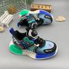 Zapatos para niños Otoño 2023 Nuevo botón giratorio de doble malla transpirable zapatillas para niños medianos y grandes zapatos de malla para niños